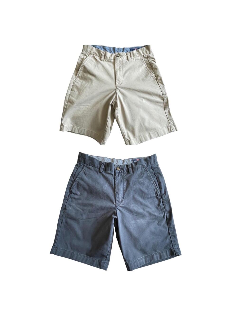 Lot of 2 Vineyard Vines Breaker Shorts Mens 28 Beige Blue Flat Front